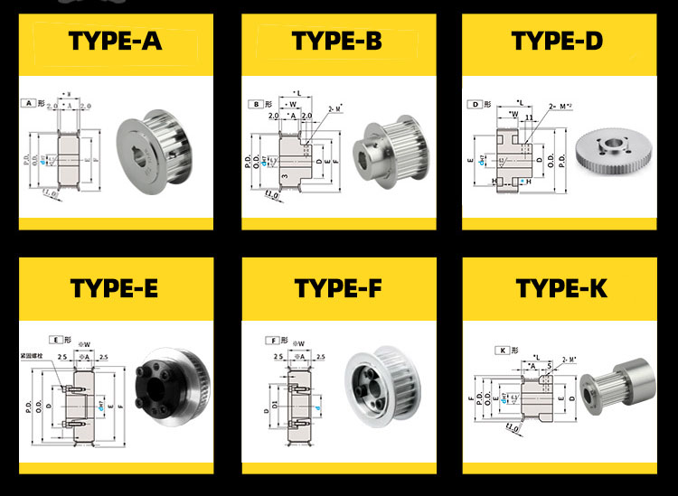 Pitch 9.525mm L Type Trapezoidal Tooth Timing Belt Pulley