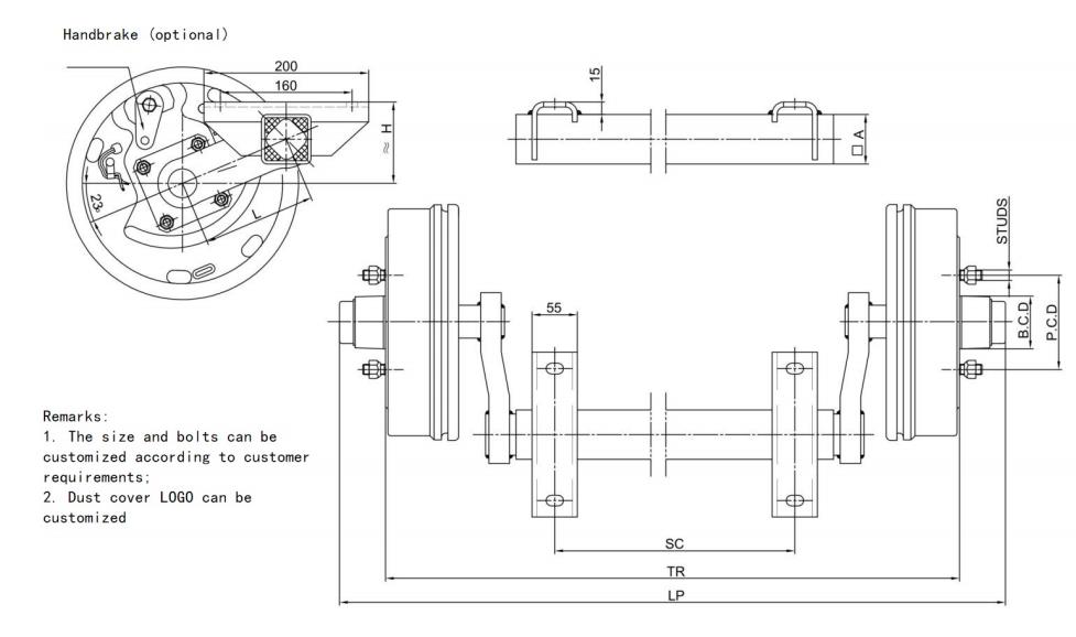 13t 16tons American Type Hydraulic Tractor Torsion Semi Trailer Axle
