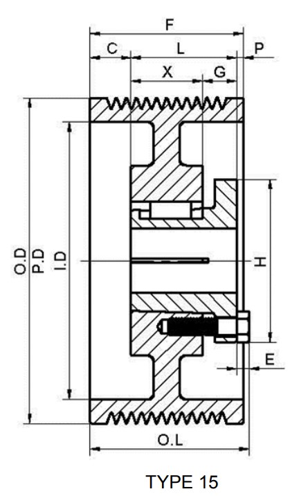USA Professional American Standard 8V Series Cast Iron Fourteen-Groove Pulley Sheaves with Split Taper Bushings