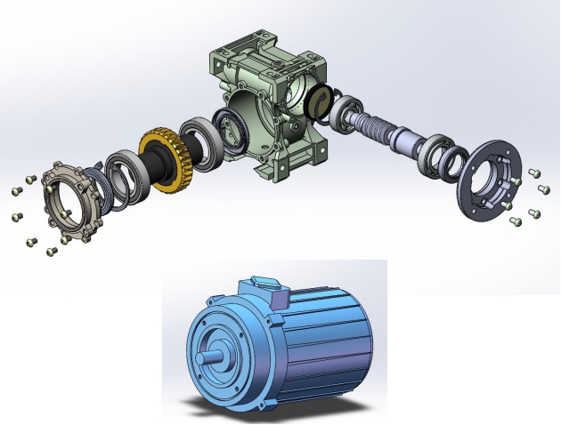 XRV High Torque Low RPM Worm Gear Reducer for Automatic Conveyor Car Wash System Heavy Duty IP67 Waterproof Gearbox With Motor
