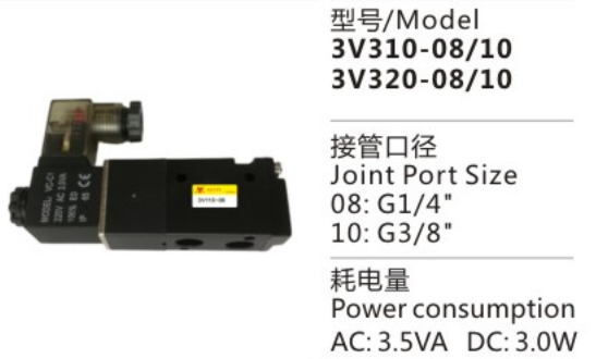 Attractive Price New Type 3V300 Series 3V310-08/10 Pneumatic Control Solenoid Valve for sale