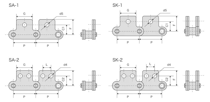 Transmission Stainless Steel Double Pitch Conveyor Chain With Attachments