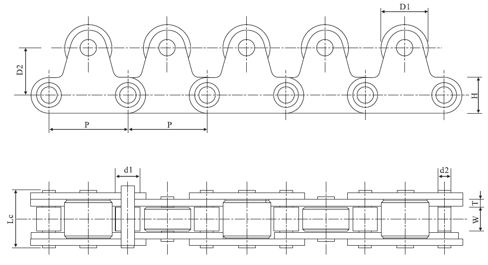 2050-TRSS Stainless Steel Short Pitch Double Pitch Top Stainless Steel Roller Chain and Sprockets in Steel