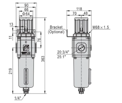 GFR Series GFR600-20/25 air Filter Regulator Air Source Treatment Unit for Compressed Air System