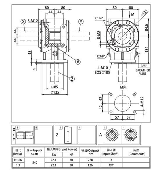 Agricultural Machinery Bevel Gearbox Carden Drive Tractor Pto 540 Gear Box Reducers TMR Animalfeeder Mixer Gearbox