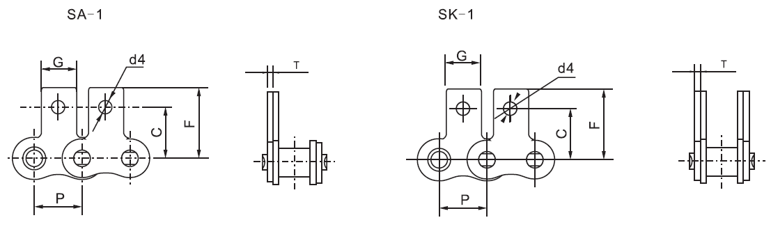 SS12A SS60 Short Pitch Stainless Steel Conveyor Chain with SA-1 & SK-1 Attachments Steel Sprockets for Transmission Applications