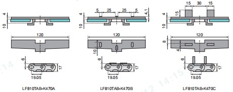 LF 810TAB Series Chains Sideflexing Plastic Flat Top Chains  for the Conveyor of Instant Noodles