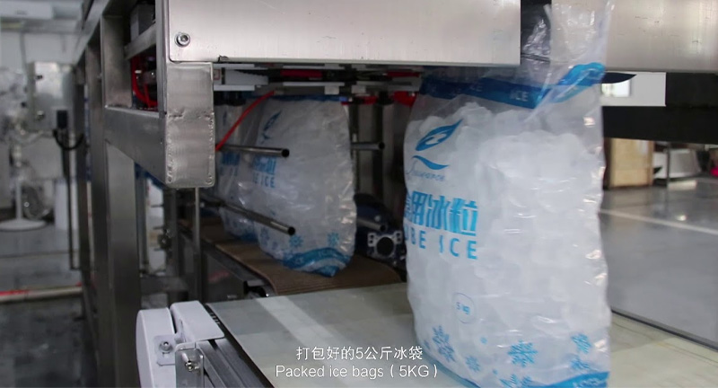 2-Head Screw Weighing Automatic Ice Packaging Machine for Regular Granular Block Ice Product 1-10kg