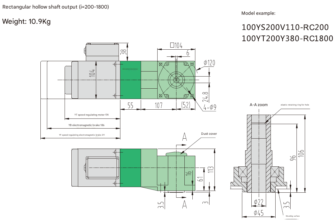 Customized 200W High Efficiency Gear Motor 12V Single and Three Phase Waterproof with Reducer Shaft Direct Manufacturer