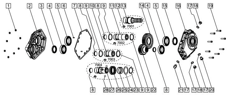 KM7004 Series Tractor Hydraulic Pump PTO Speed Increaser Aluminium Pto Multipliter Gearbox