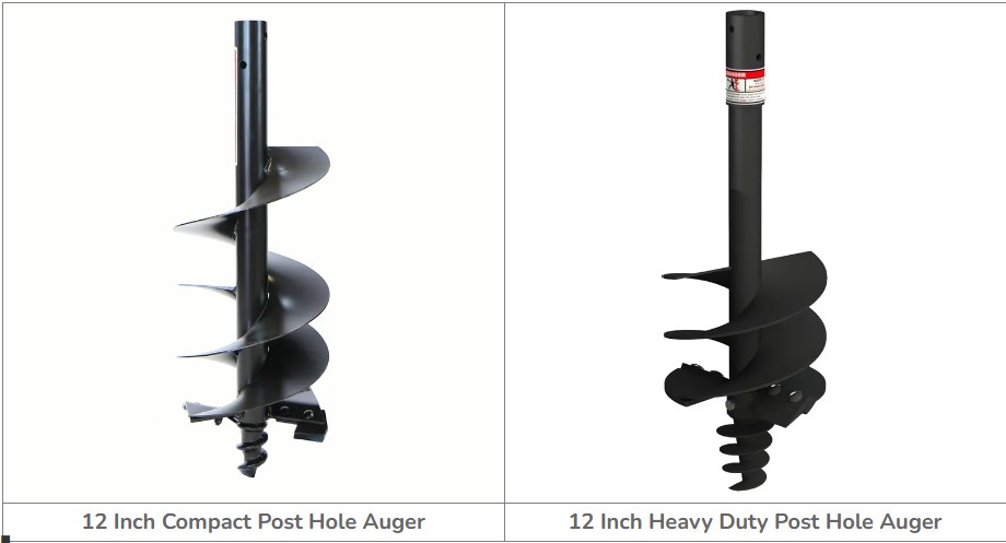 12 Inch Compact Post Hole Auger for Tractor 3 Point Post Hole Diggers with 2 Round Shaft