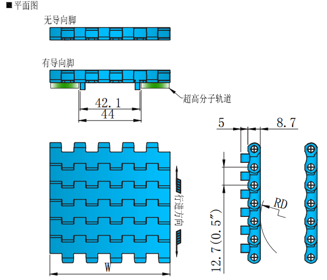 610 Series 12.7mm Small Pitch Flat Top Straight Chain Plastic Chain for Sale