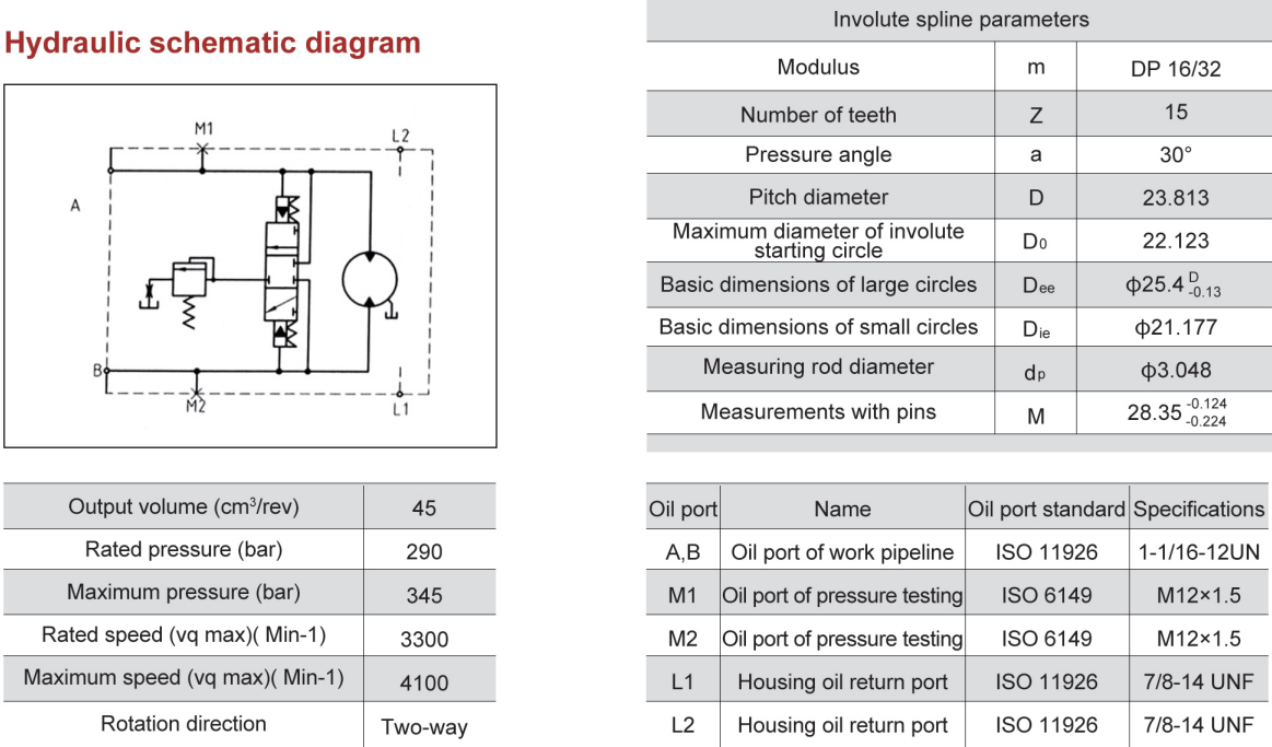 FM45 Series Agricultural Machinery Parts Constant Displacement Hydraulic Motor for Self-propelled Cotton Harvester and Baler