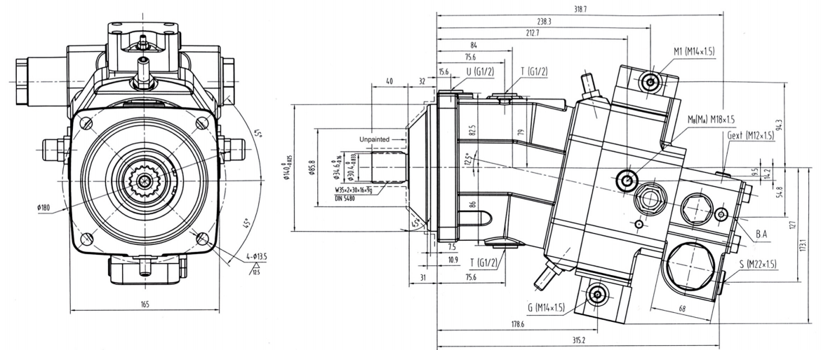 G6VM Series Inclined Axis Axial Piston Variable Displacement Motor Walking Machinery and Industrial Field Hydraulic Motor