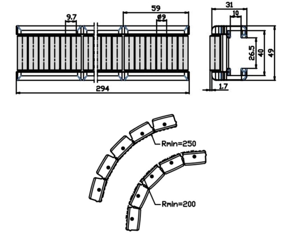 PJ0207 Conveyor Profile Roller Guardrail Ball Guardrail