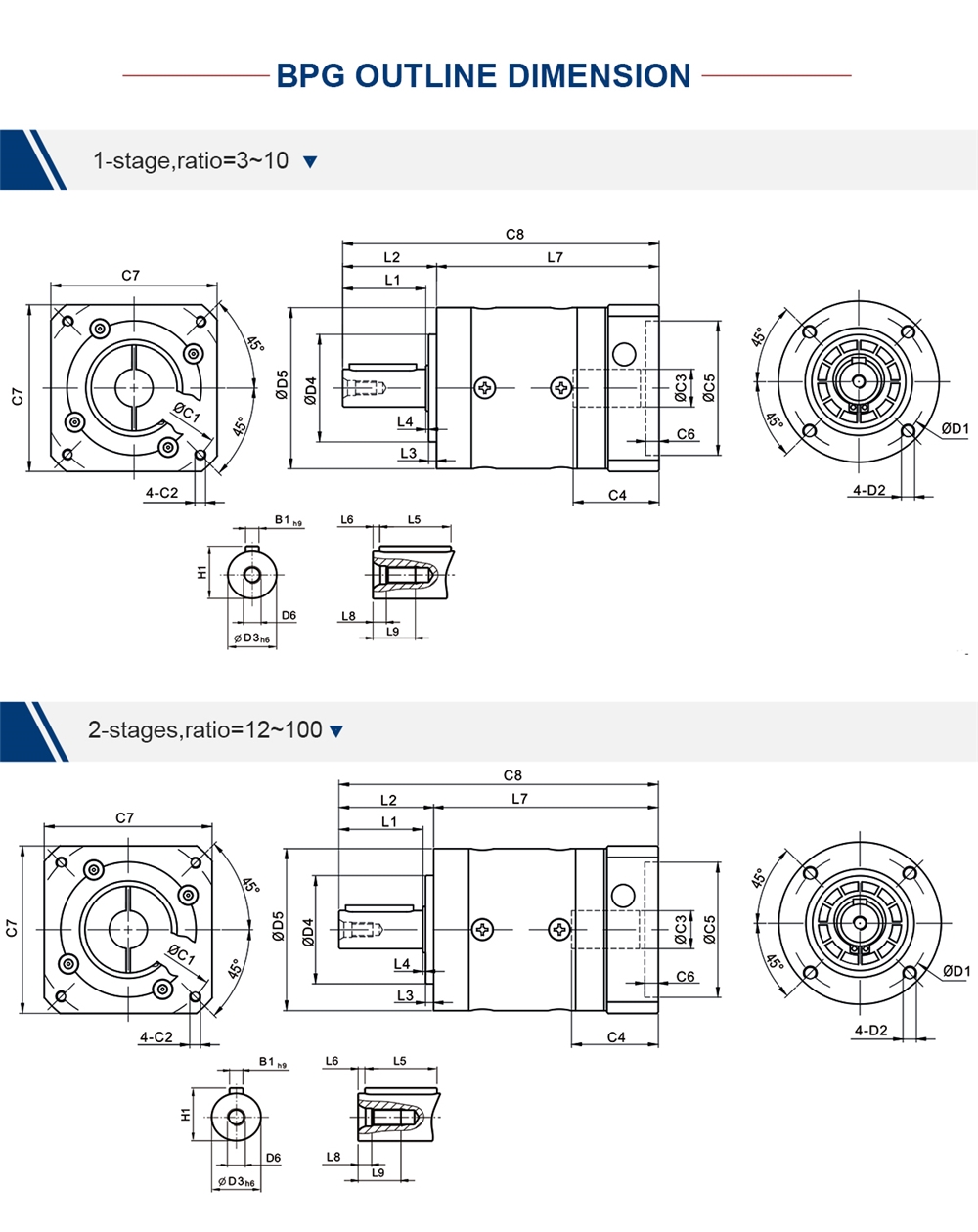 BPG/BPGA Series Planetary Gear Reducer Gearbox Customized ODM Support High Precision Cast Iron Material Low Noise Backlash