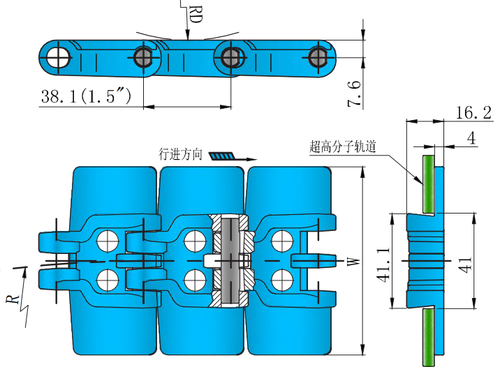 820 Series Eight Foot Type Plastic Leaf Chain Vacuum Type Turning Chain for Sale