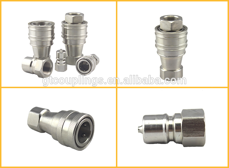 KZF 1/4  Inch  BSP/NPT Thread   304/316  Hydraulic Quick Release Connectors &stainless Steel Hydraulic Couplings