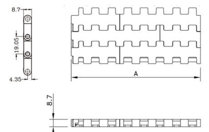 5935 Series Plastic Flat Top Chain Mesh Belt Straight Run Leaf Chain Type