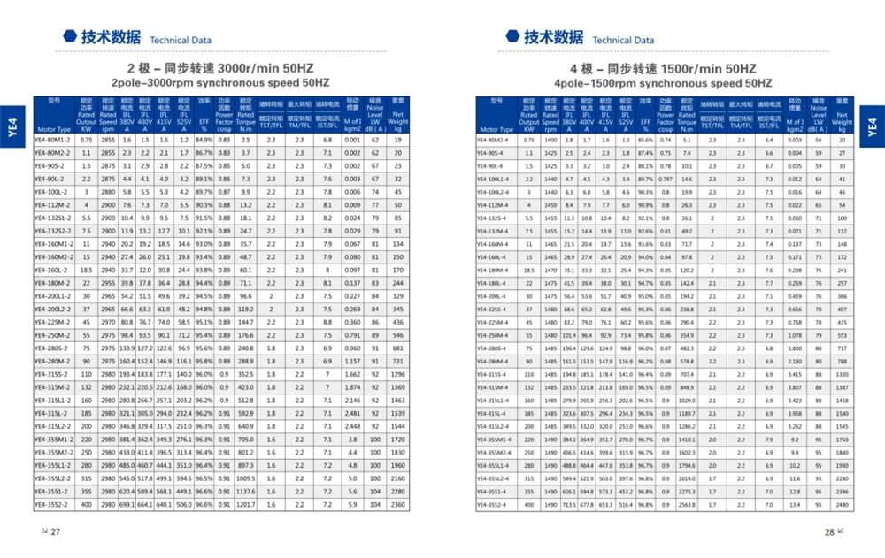 YE4 Series High-Efficiency IE4 Squirrel Cage Three-Phase Induction Motor for Drive Blowers/Compressors