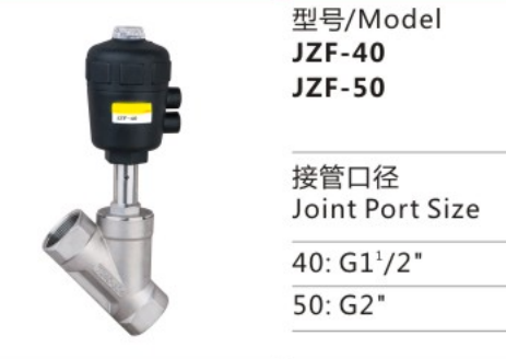 Durable Using JZF Series JZF-40 Plastic Thread Connection Piston-operated Angle-seat Valve