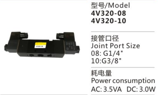 China Professional 4V300 Series 4V320-08 Pneumatic Control Solenoid Valve for sale