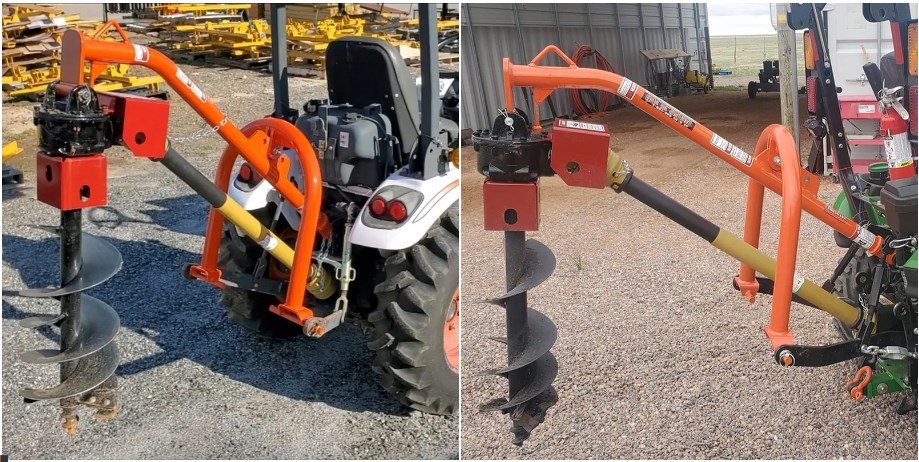 12 Inch Compact Post Hole Auger for Tractor 3 Point Post Hole Diggers with 2 Round Shaft