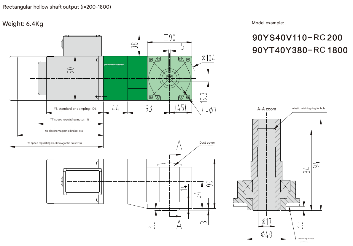 40W Gear Shaft Custom Micro Motor AC Electric Motor 3-phase Micro Reduction Motor with Rectangular Solid Shaft Reducer