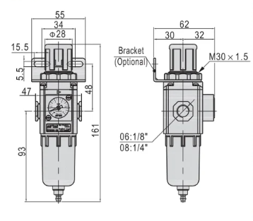 GFR Series GFR200-06/08 air Filter Regulator Air Source Treatment Unit for Compressed Air System