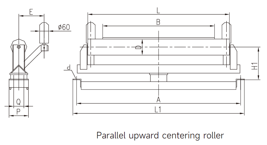 Steel Frames and sealed Bearings Various Type Upper Friction Flat Self-aligning Idler for Belt Conveyor