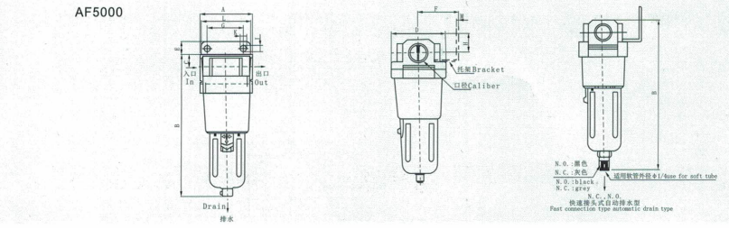 AC Series AF5000-06/10 Air Source Treatment Unit G1/4 Pneumatic Regulator for Compressed Air System