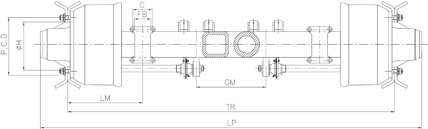 Heavy Duty Trailer Axle American Type Axle FMA10F10 FMA13F10 FMA15F10 FMA16F10 FMA20F10