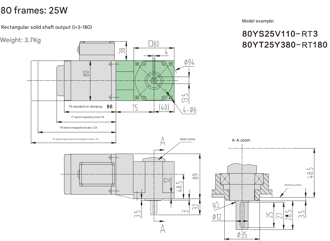 Three Phase Small Speed Reduction Motor Milling Key Shaft Micro Gear Reduction Motor