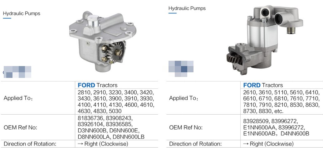 Low Price Air Hydraulic Pump Replacement of ford Tractor Machine Type 2810,2910,3230,3400