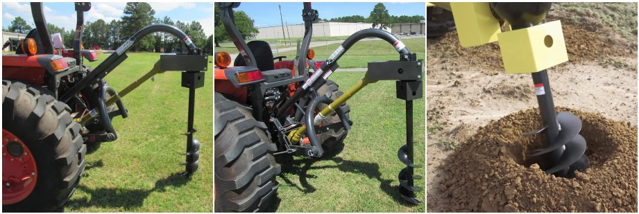 6 Inch Compact Post Hole Auger for Tractor 3 Point Post Hole Diggers with 2 Round Shaft
