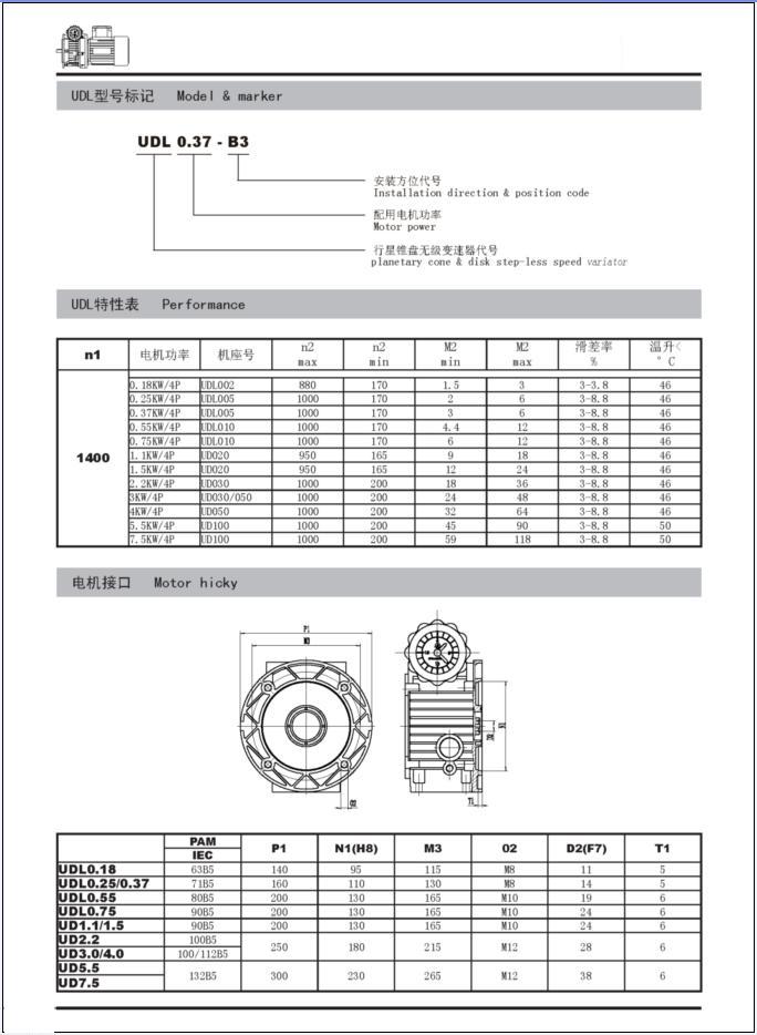 Strong Variable Speed UDL  Infinite Reducer Gearbox Small for Power Weeder Worm Reducer