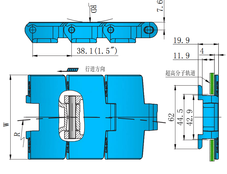 880 Series Flat Top Turning Chain-hook Type Plastic Chain for Sale