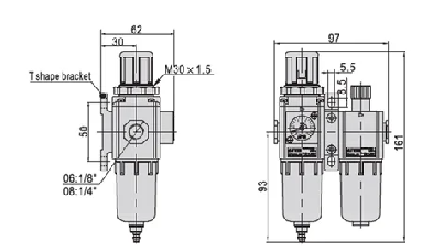 GFC Series GFC300-08/10/15 Air Source Treatment Unit Pneumatic Oil Lubricator Air Regulator for Compressed Air System