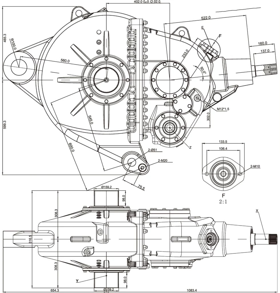Gear Drive Speed Reducer Round Large Square Baler Gearbox for Agricultural Machine Square Hay Rakes Round Straw Balers
