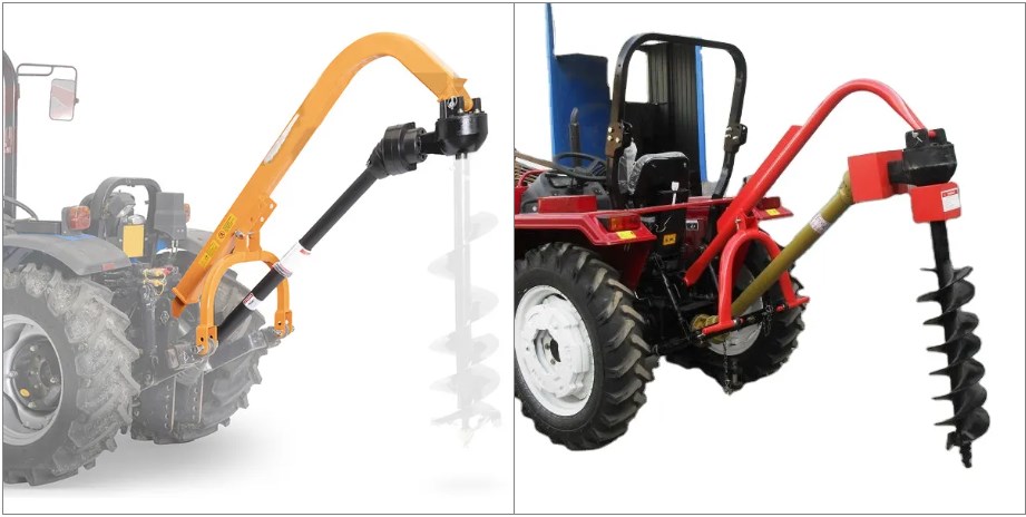 6 Inch Compact Post Hole Auger for Tractor 3 Point Post Hole Diggers with 2 Round Shaft