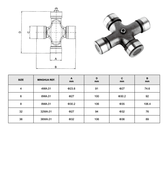 U-joint Pto Shaft Parts Connector 90 Degree Right Angle Steel Coupling Nylon Cardan Bearing Cross Universal Joint for Truck