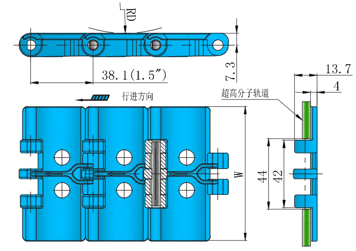 820 Series Vacuum Type Straight Chain Plastic Chain for Sale