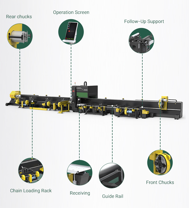 EP Big Diameter 15-350mm H Beam Profile Pipe Laser Cutting Machine Heavy Bed Cnc Laser Metal Tube Cut Machine