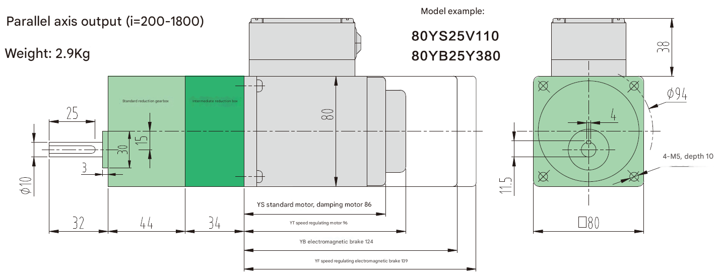 Three Phase Small Speed Reduction Motor Milling Key Shaft Micro Gear Reduction Motor