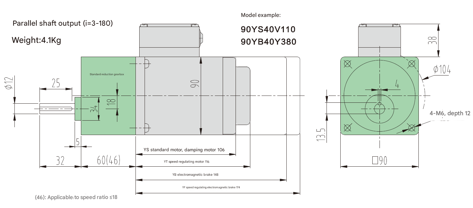 40W Gear Shaft Custom Micro Motor AC Electric Motor 3-phase Micro Reduction Motor with Rectangular Solid Shaft Reducer