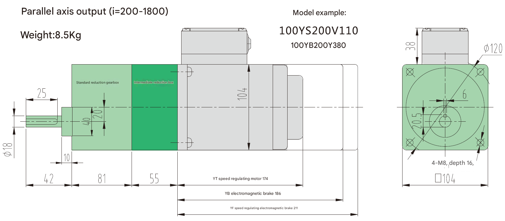 Customized 200W High Efficiency Gear Motor 12V Single and Three Phase Waterproof with Reducer Shaft Direct Manufacturer