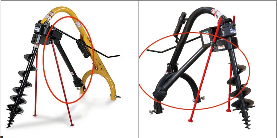 12 Inch Compact Post Hole Auger for Tractor 3 Point Post Hole Diggers with 2 Round Shaft