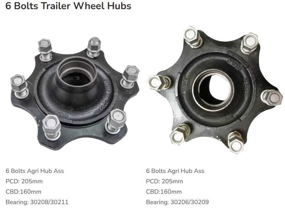 Wholesale High Quality 6 Bolts Trailer Wheel Hubs Accessory for Agricultural Trailer Axle