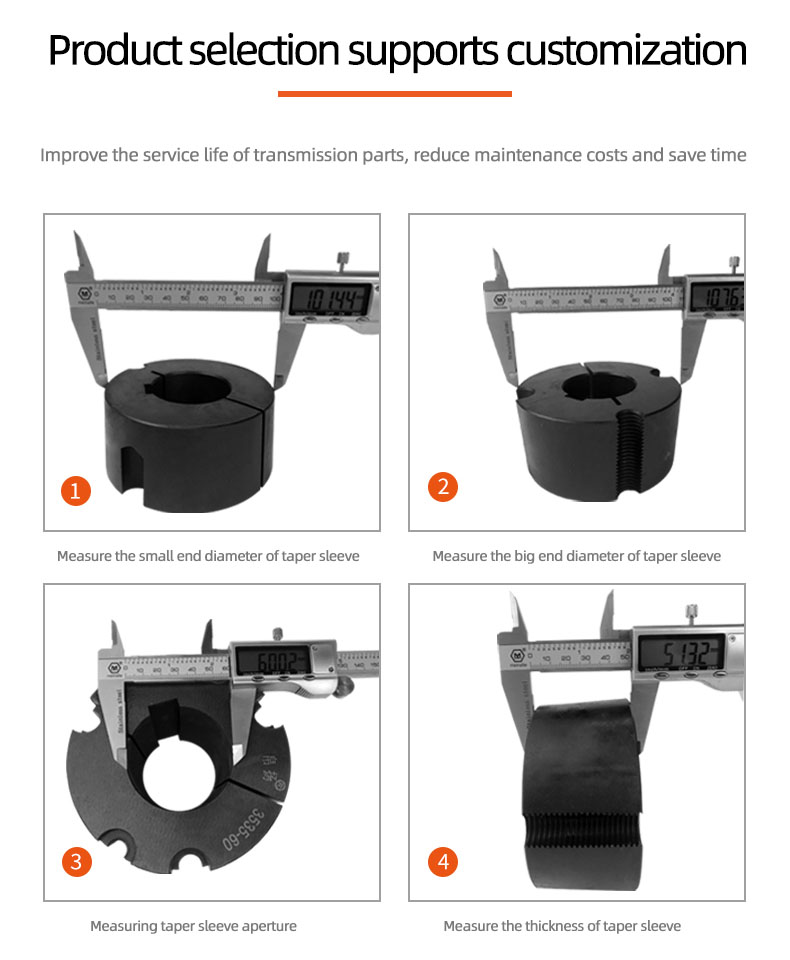 Taper Lock Bushes 1008-120100 Bronze Brass Flange Steel Iron Sleeve Tapered Rubber Taper Bore Bush for V-belt Pulley Sprocket