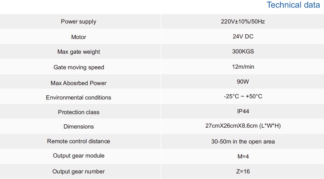 Easy Installation Automatic Sliding Gate Motor Light Duty Sliding Gate Opener for 300kg Sliding Gate Operator